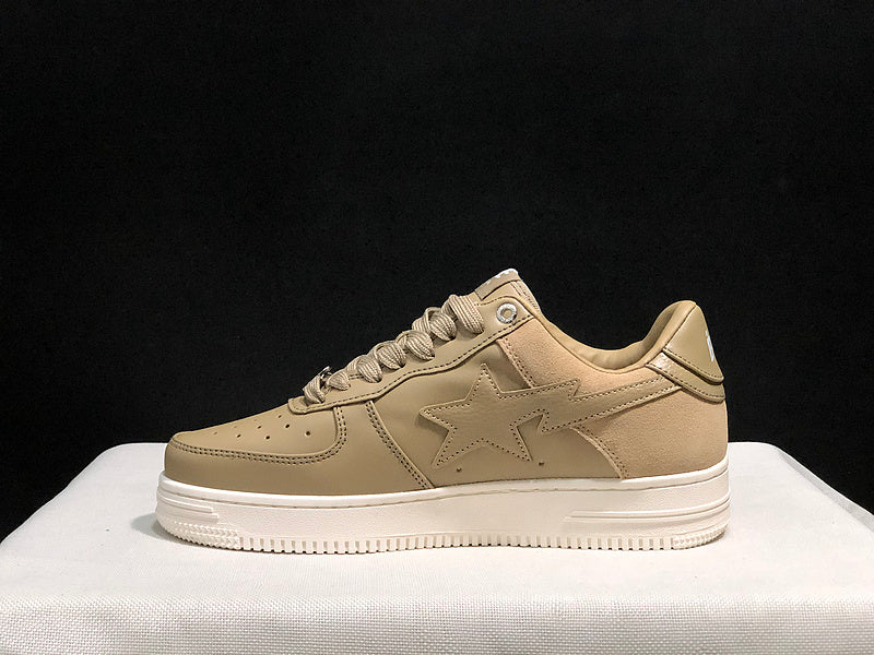 BAPE STA Low-Top Sneakers - Khaki & White