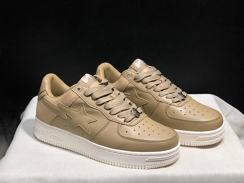 BAPE STA Low-Top Sneakers - Khaki & White