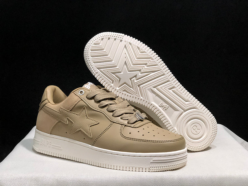 BAPE STA Low-Top Sneakers - Khaki & White