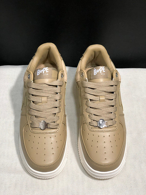 BAPE STA Low-Top Sneakers - Khaki & White