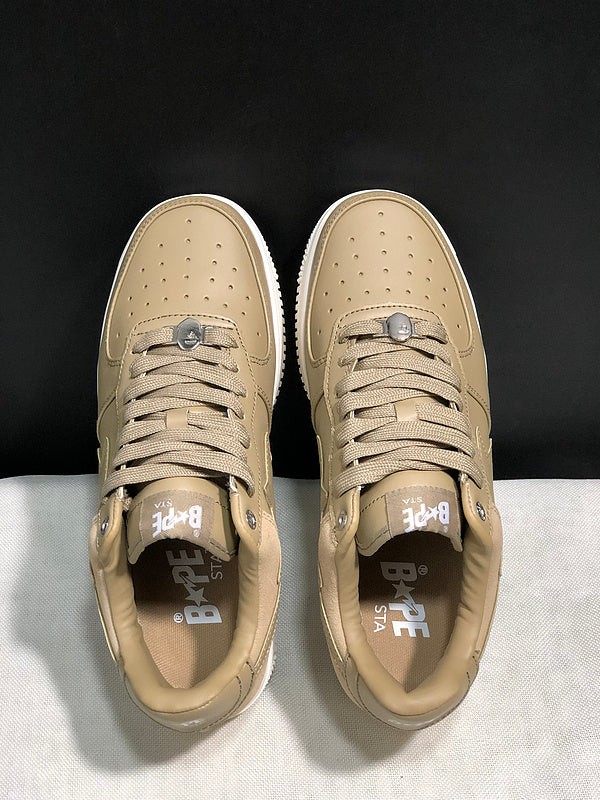 BAPE STA Low-Top Sneakers - Khaki & White