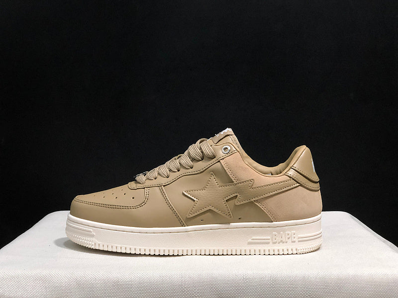 BAPE STA Low-Top Sneakers - Khaki & White