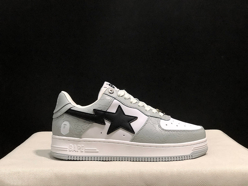 BAPE STA Low-Top Sneakers - Grey, White & Black