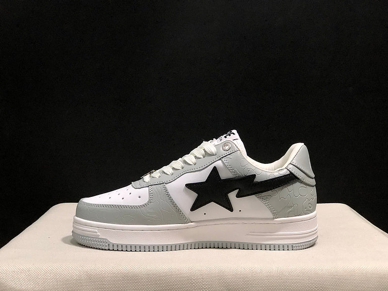 BAPE STA Low-Top Sneakers - Grey, White & Black