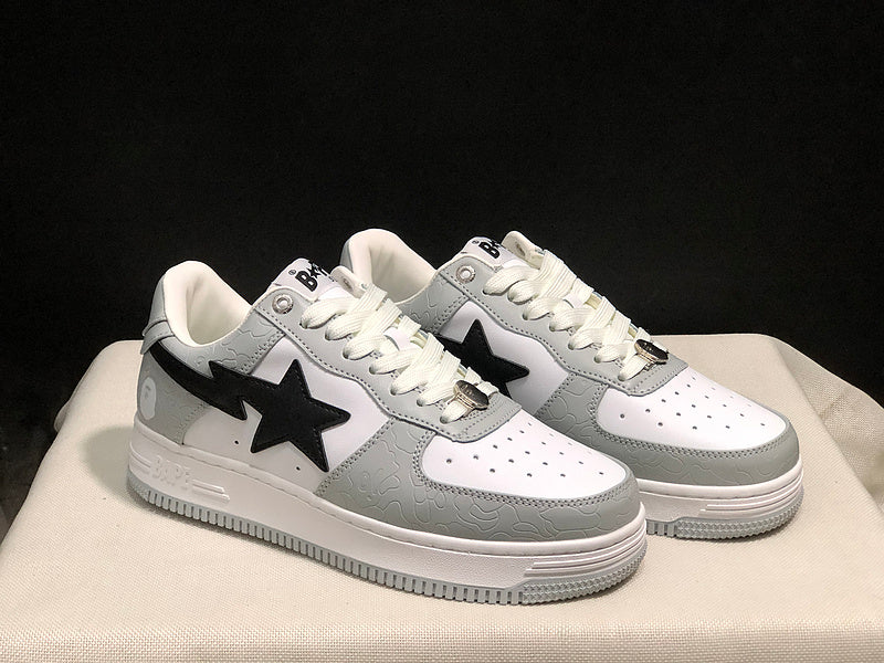 BAPE STA Low-Top Sneakers - Grey, White & Black
