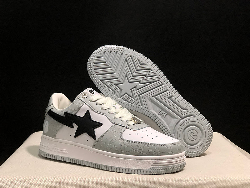 BAPE STA Low-Top Sneakers - Grey, White & Black