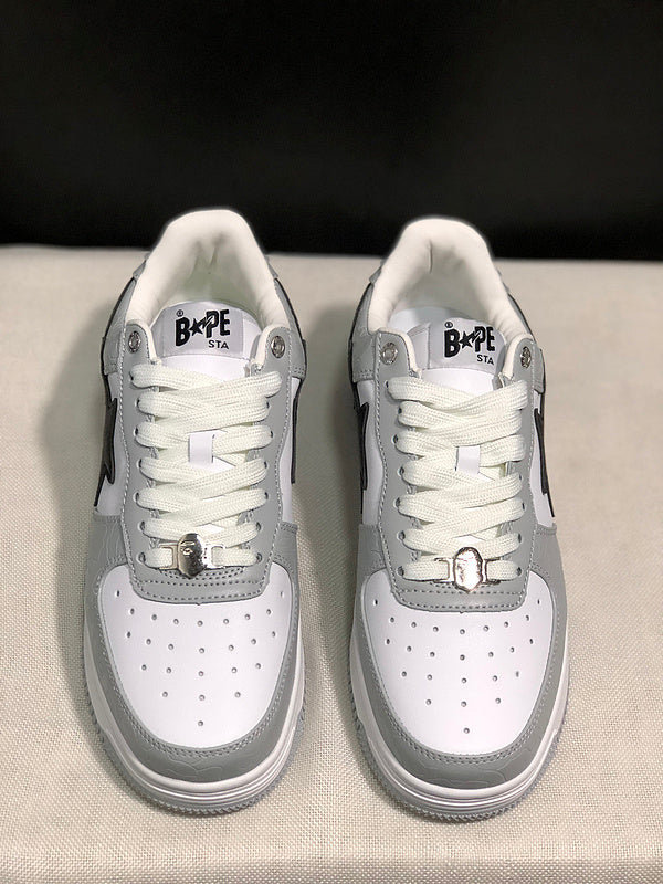 BAPE STA Low-Top Sneakers - Grey, White & Black