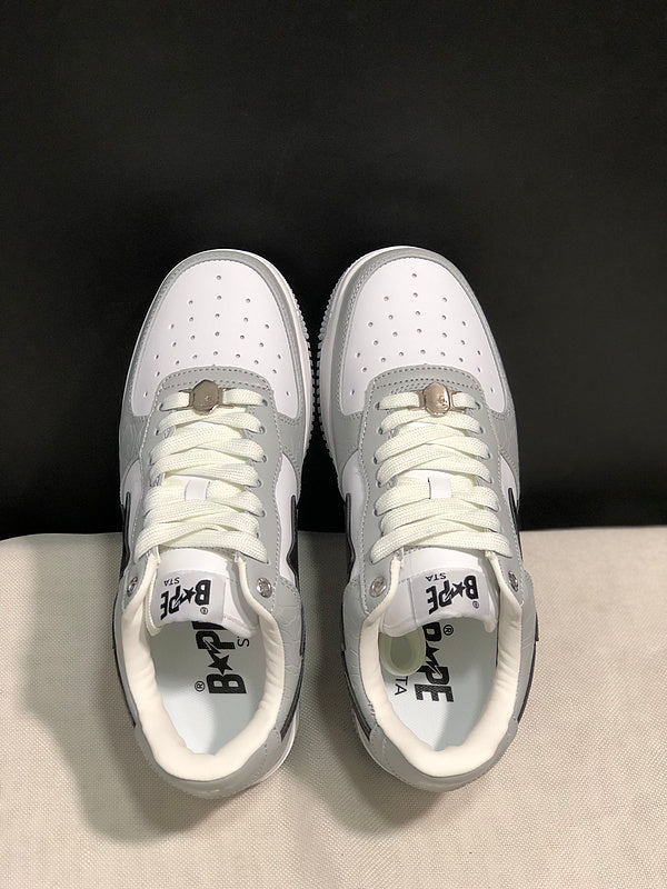 BAPE STA Low-Top Sneakers - Grey, White & Black