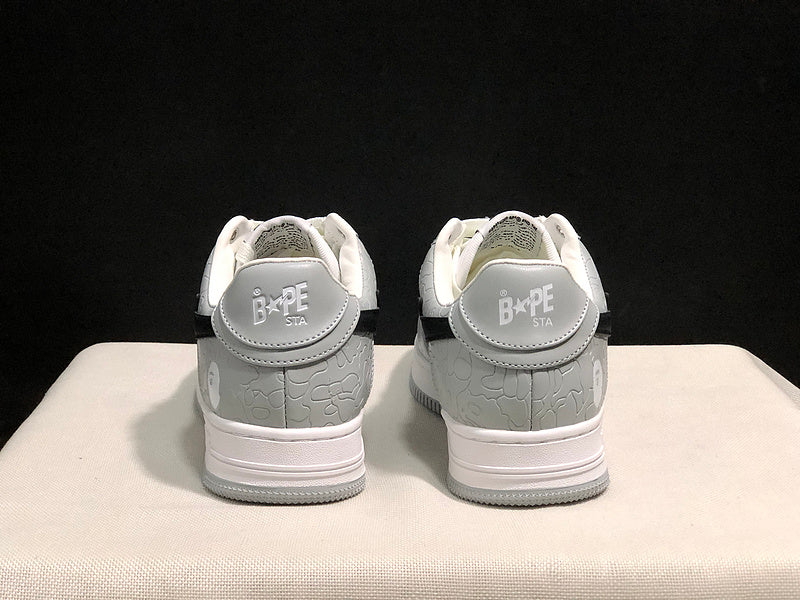 BAPE STA Low-Top Sneakers - Grey, White & Black
