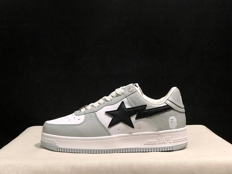 BAPE STA Low-Top Sneakers - Grey, White & Black