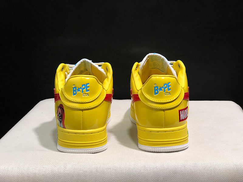BAPE STA Glossy Low-Top Sneakers - Yellow, Blue & Red
