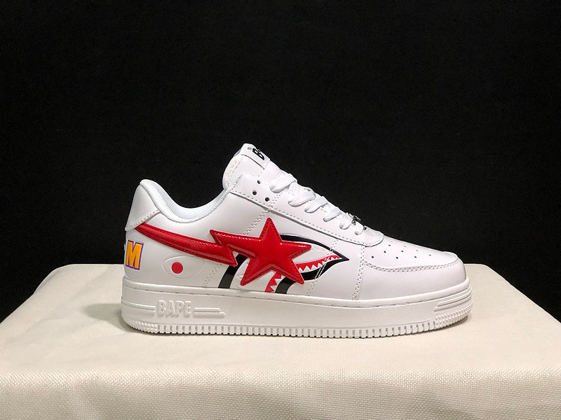 BAPE STA Shark Low-Top Sneakers - White & Red