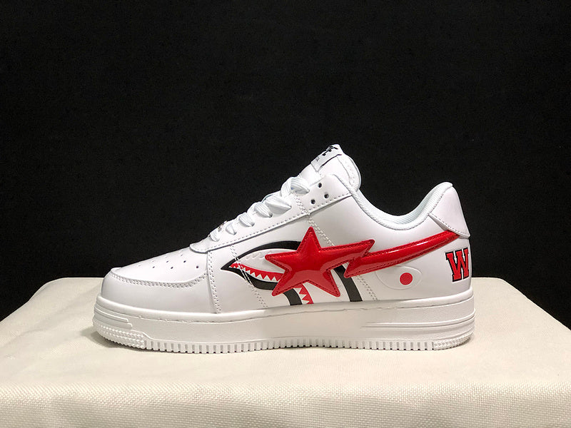 BAPE STA Shark Low-Top Sneakers - White & Red