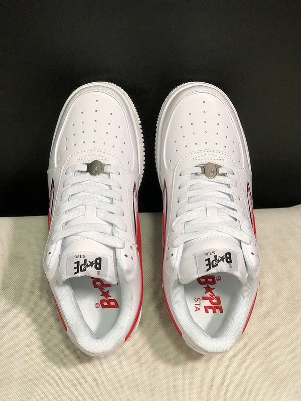 BAPE STA Shark Low-Top Sneakers - White & Red