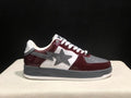 BAPE STA Glossy Low-Top Sneakers - Burgundy, Grey & White