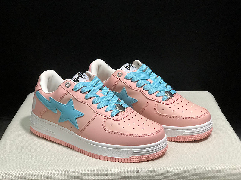 BAPE STA Low-Top Sneakers - Blush Pink & Sky Blue