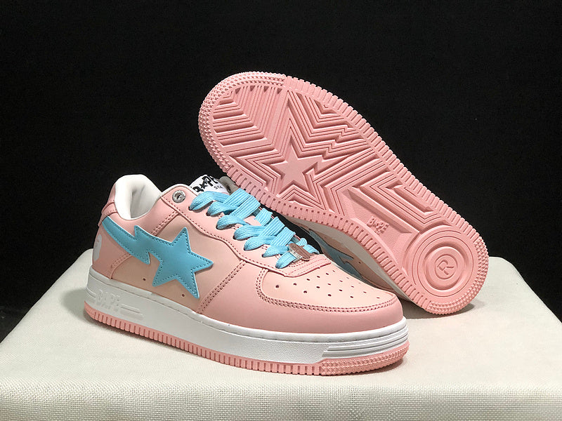 BAPE STA Low-Top Sneakers - Blush Pink & Sky Blue