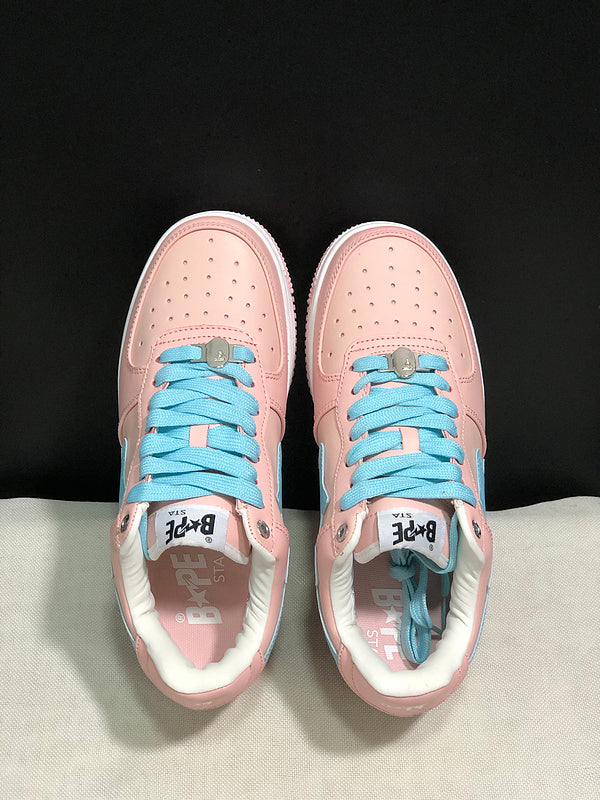 BAPE STA Low-Top Sneakers - Blush Pink & Sky Blue
