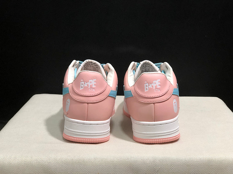 BAPE STA Low-Top Sneakers - Blush Pink & Sky Blue