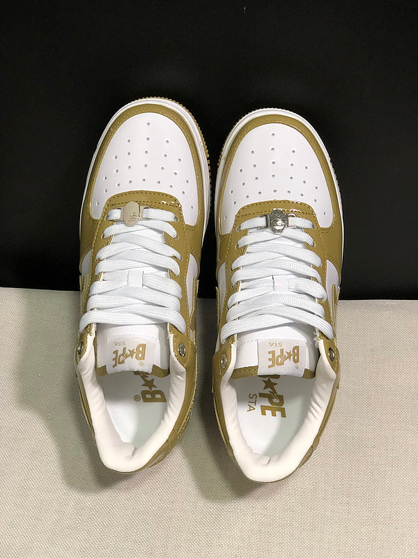 BAPE STA Low-Top Sneakers - Olive Green & White