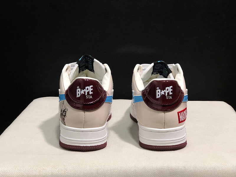 BAPE STA Colorblock Low-Top Sneakers - Cream, Black & Sky Blue