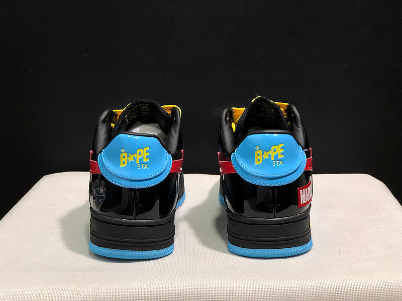 BAPE STA Glossy Low-Top Sneakers - Sky Blue, Black & Red