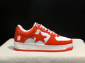 BAPE STA Glossy Low-Top Sneakers - Orange-Red & White