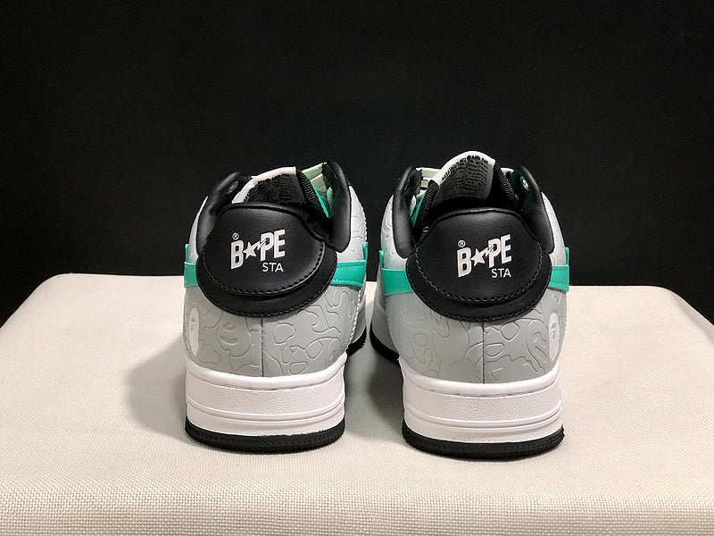 BAPE STA Embossed Low-Top Sneakers - Mint Green, Grey & Black