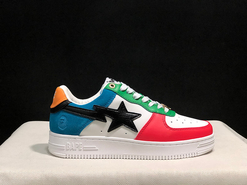 BAPE STA Multicolor Patchwork Low-Top Sneakers
