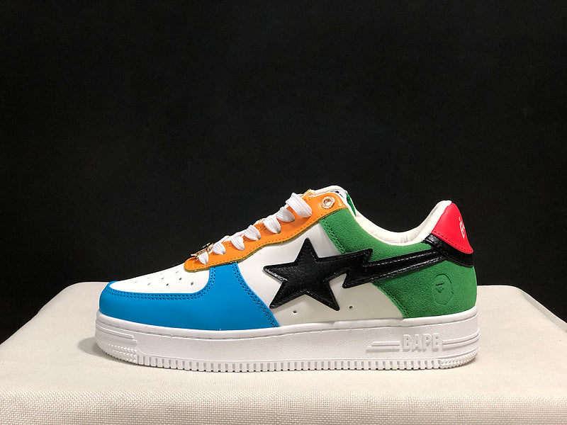 BAPE STA Multicolor Patchwork Low-Top Sneakers