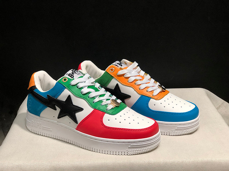 BAPE STA Multicolor Patchwork Low-Top Sneakers