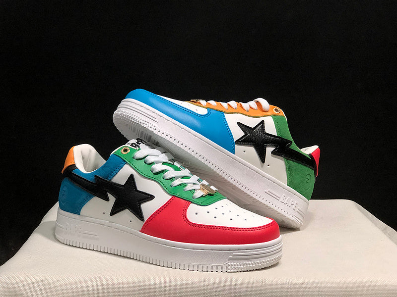 BAPE STA Multicolor Patchwork Low-Top Sneakers