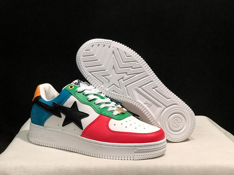 BAPE STA Multicolor Patchwork Low-Top Sneakers