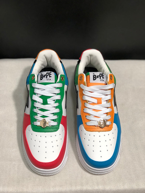 BAPE STA Multicolor Patchwork Low-Top Sneakers