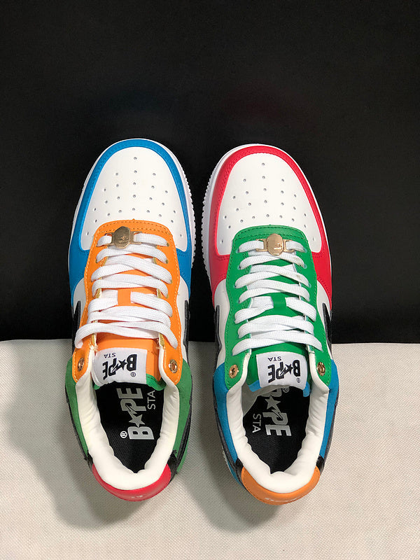 BAPE STA Multicolor Patchwork Low-Top Sneakers