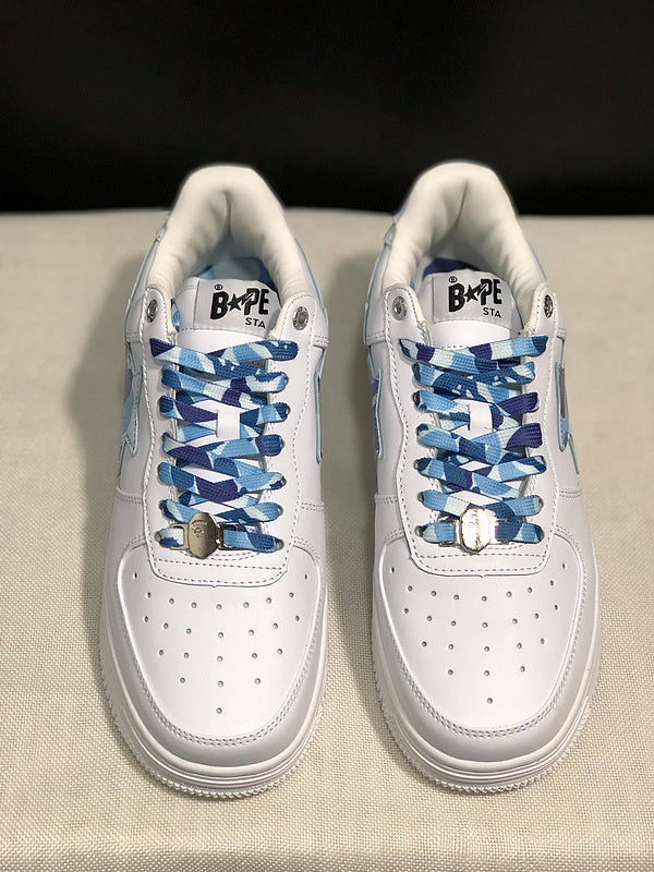 BAPE STA Camo-Accent Low-Top Sneakers - White & Blue