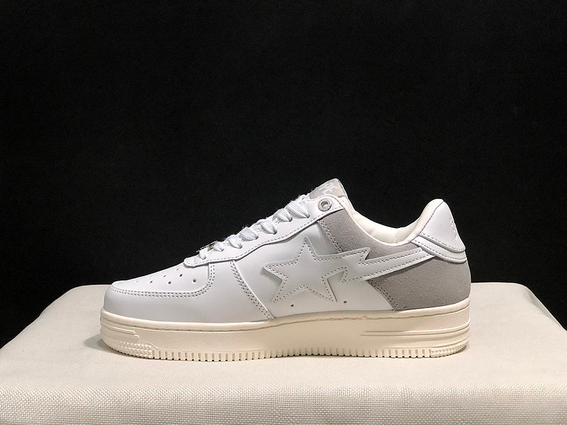 BAPE STA Low-Top Sneakers - White, Light Grey & Cream