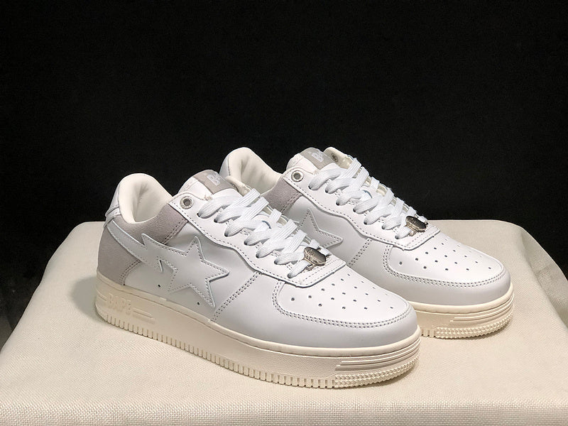 BAPE STA Low-Top Sneakers - White, Light Grey & Cream