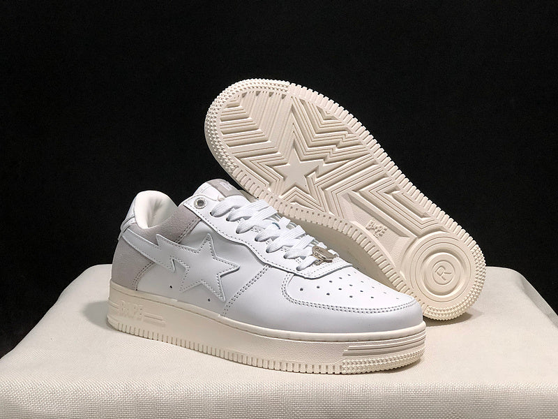 BAPE STA Low-Top Sneakers - White, Light Grey & Cream