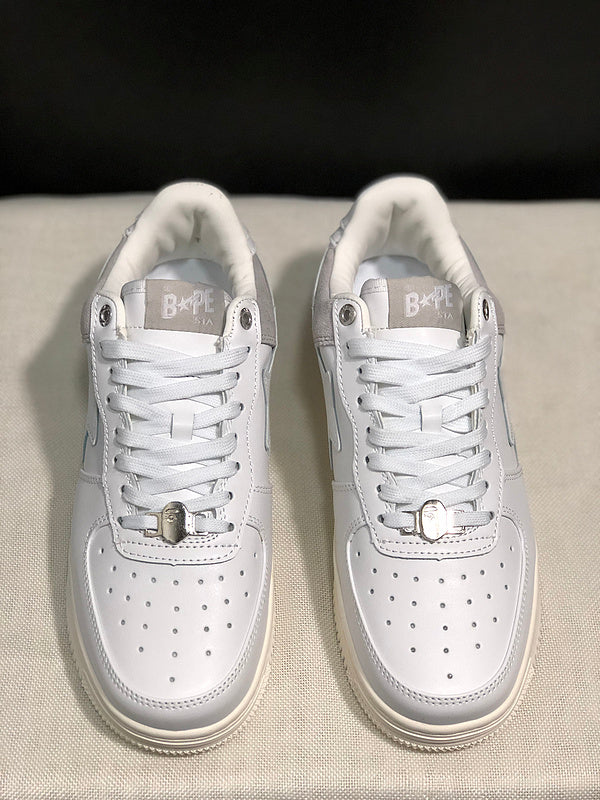 BAPE STA Low-Top Sneakers - White, Light Grey & Cream