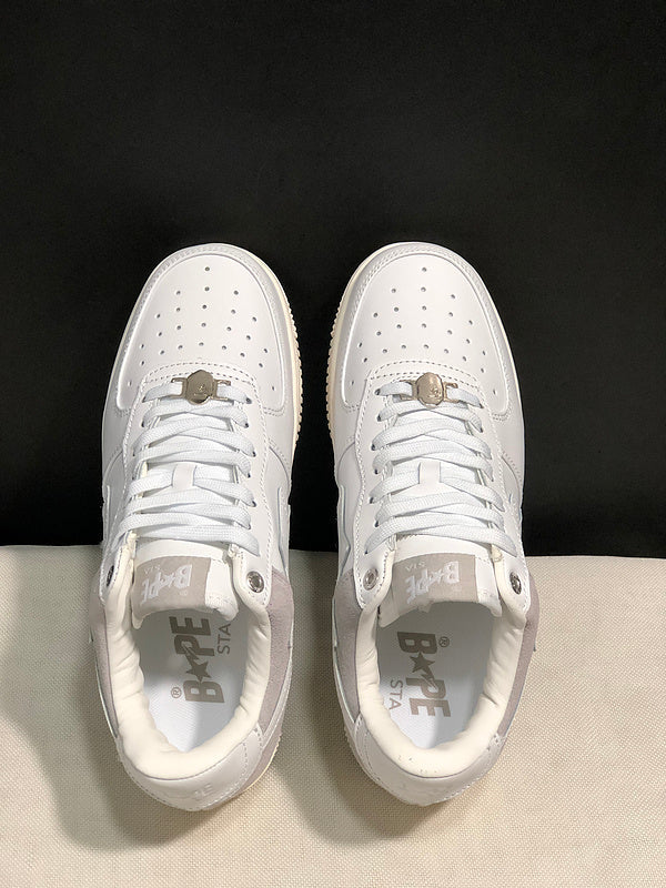 BAPE STA Low-Top Sneakers - White, Light Grey & Cream
