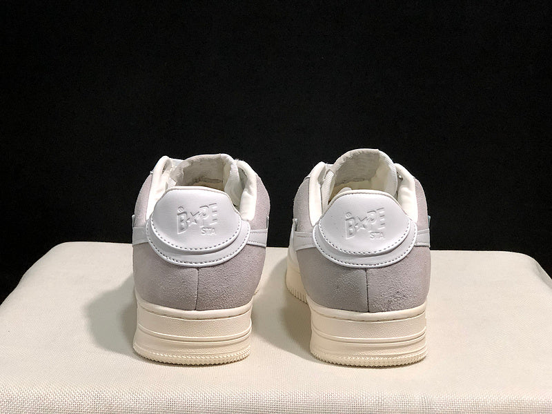 BAPE STA Low-Top Sneakers - White, Light Grey & Cream