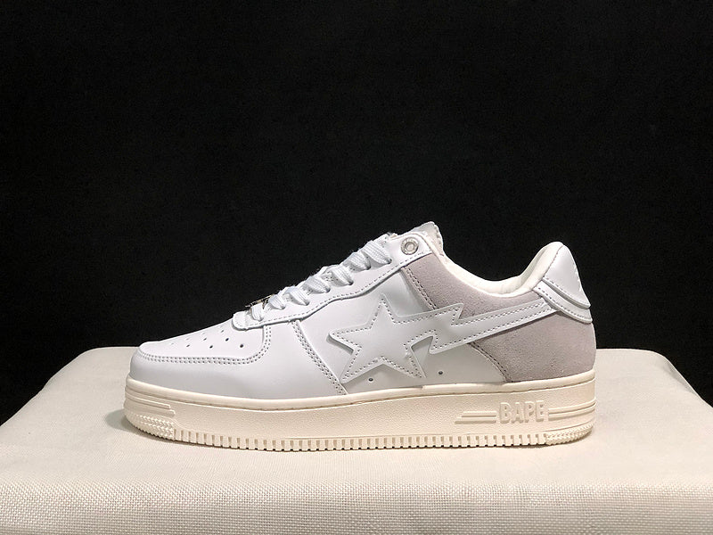 BAPE STA Low-Top Sneakers - White, Light Grey & Cream