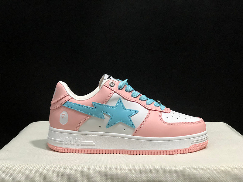 BAPE STA Low-Top Sneakers - Pink, White & Aqua Blue