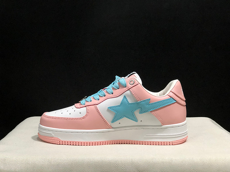 BAPE STA Low-Top Sneakers - Pink, White & Aqua Blue