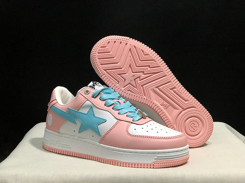 BAPE STA Low-Top Sneakers - Pink, White & Aqua Blue