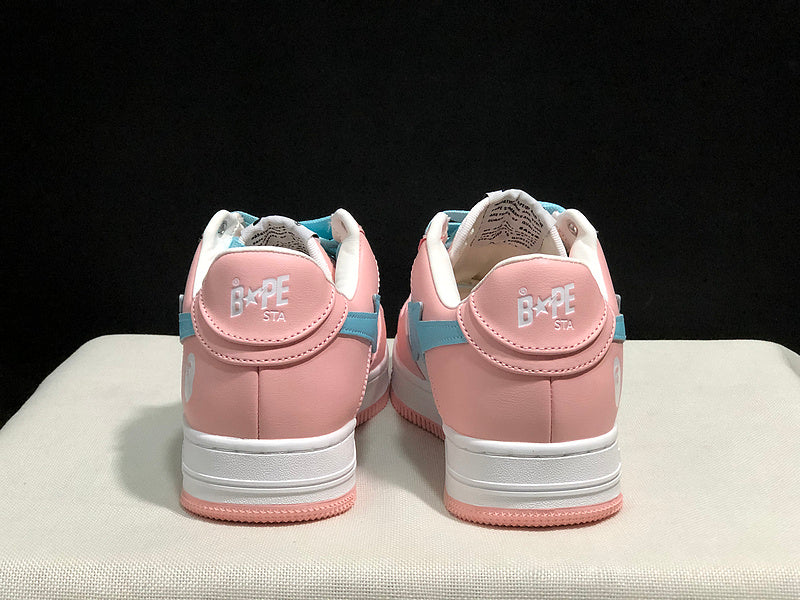 BAPE STA Low-Top Sneakers - Pink, White & Aqua Blue