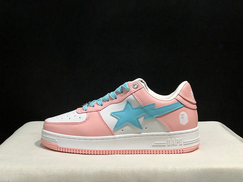 BAPE STA Low-Top Sneakers - Pink, White & Aqua Blue