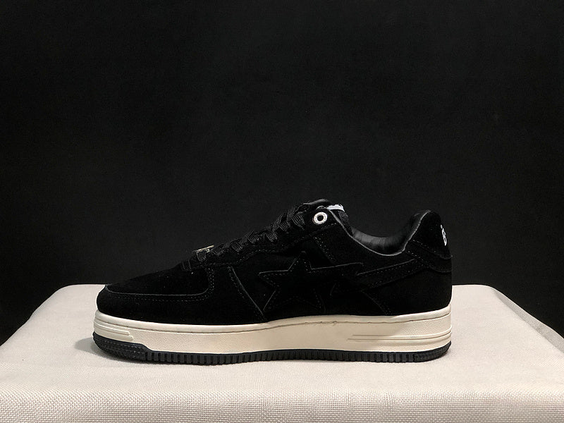 BAPE STA Suede-Look Low-Top Sneakers - Black & Cream
