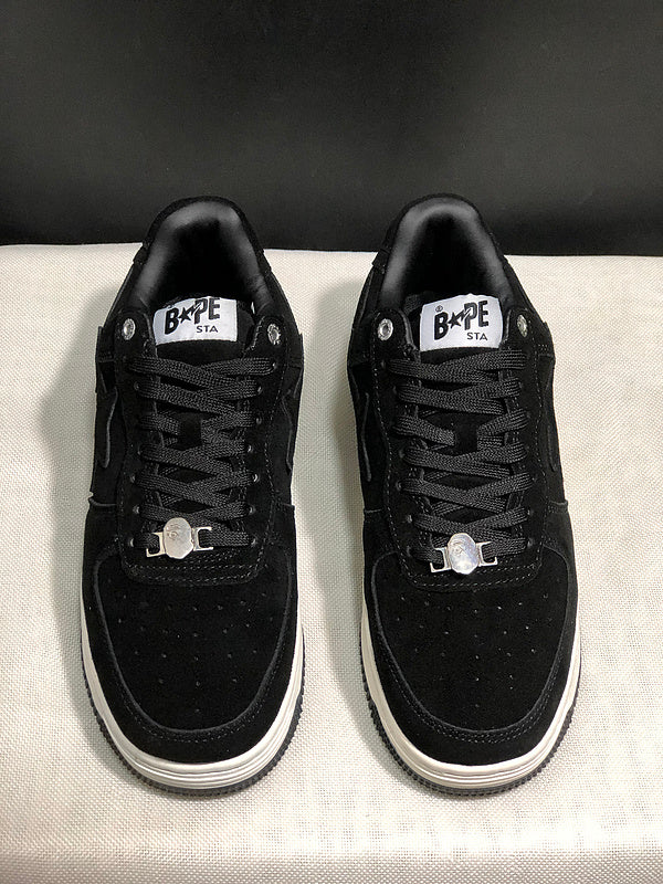 BAPE STA Suede-Look Low-Top Sneakers - Black & Cream